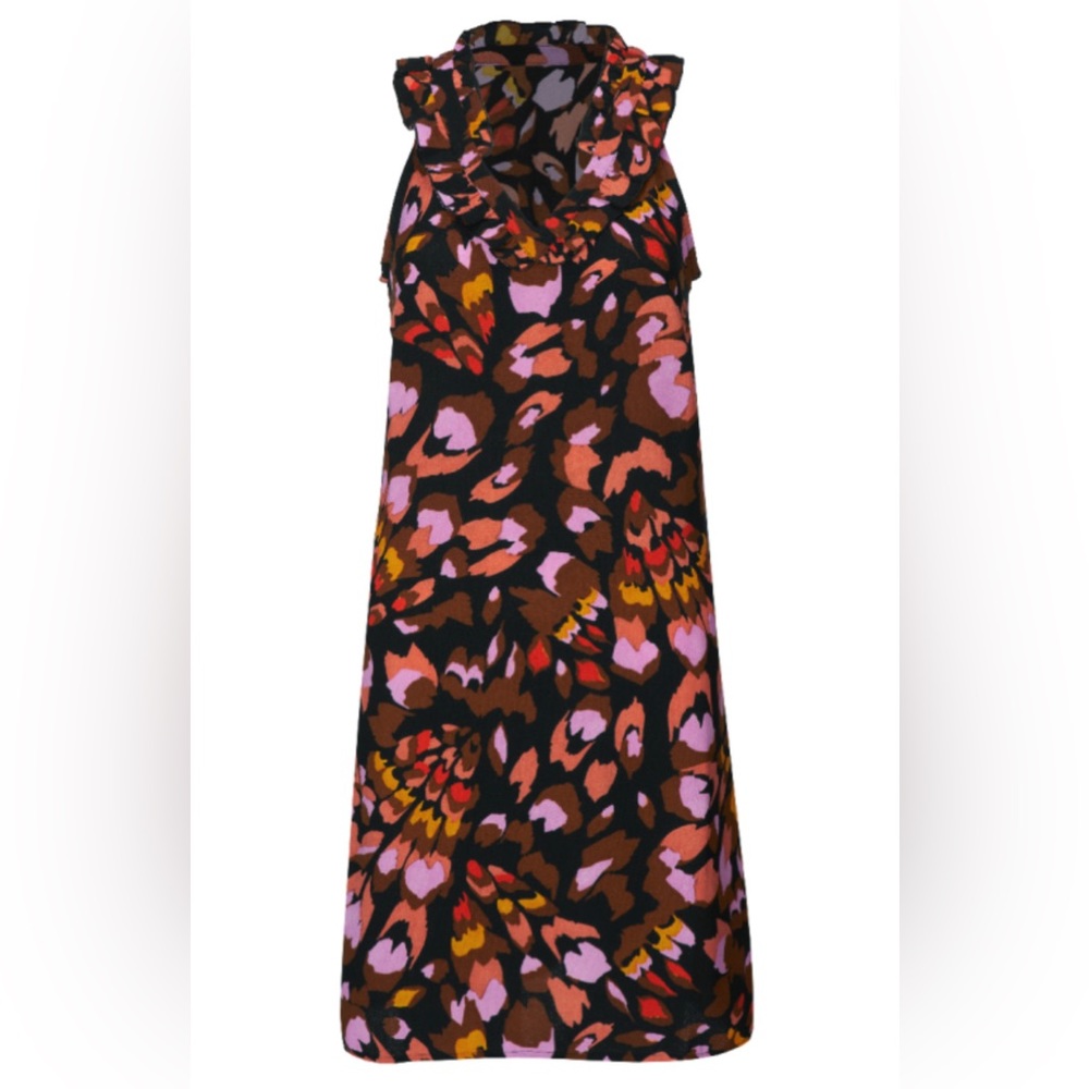 CAbi Abstract Floral Dress - Black, Pink, Brown, Orange
